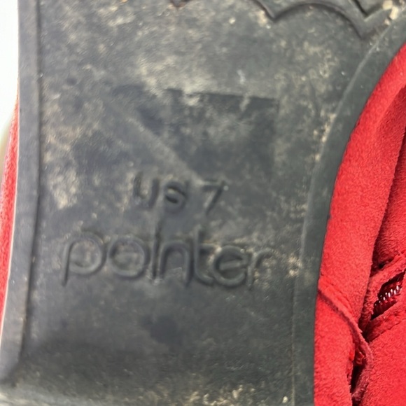 Pointer Red Suede Side Zip Booties with Back Lace Up - Picture 7 of 9